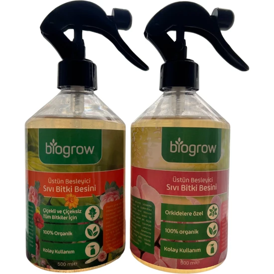 Biogrow Üstün Besleyici Organik Sıvı Bitki Besini Vitamini 2'li Avantaj Paketi Üstün Besleyici Sıvı Orkide Besini 500 ml + Üstün Besleyici Sıvı Genel Bitki Besini 500 ml