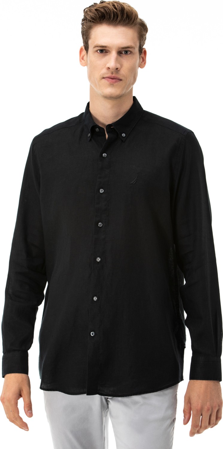 Nautica Erkek Beyaz Classic Fit Uzun Kollu Keten Gömlek W35101T.1BW