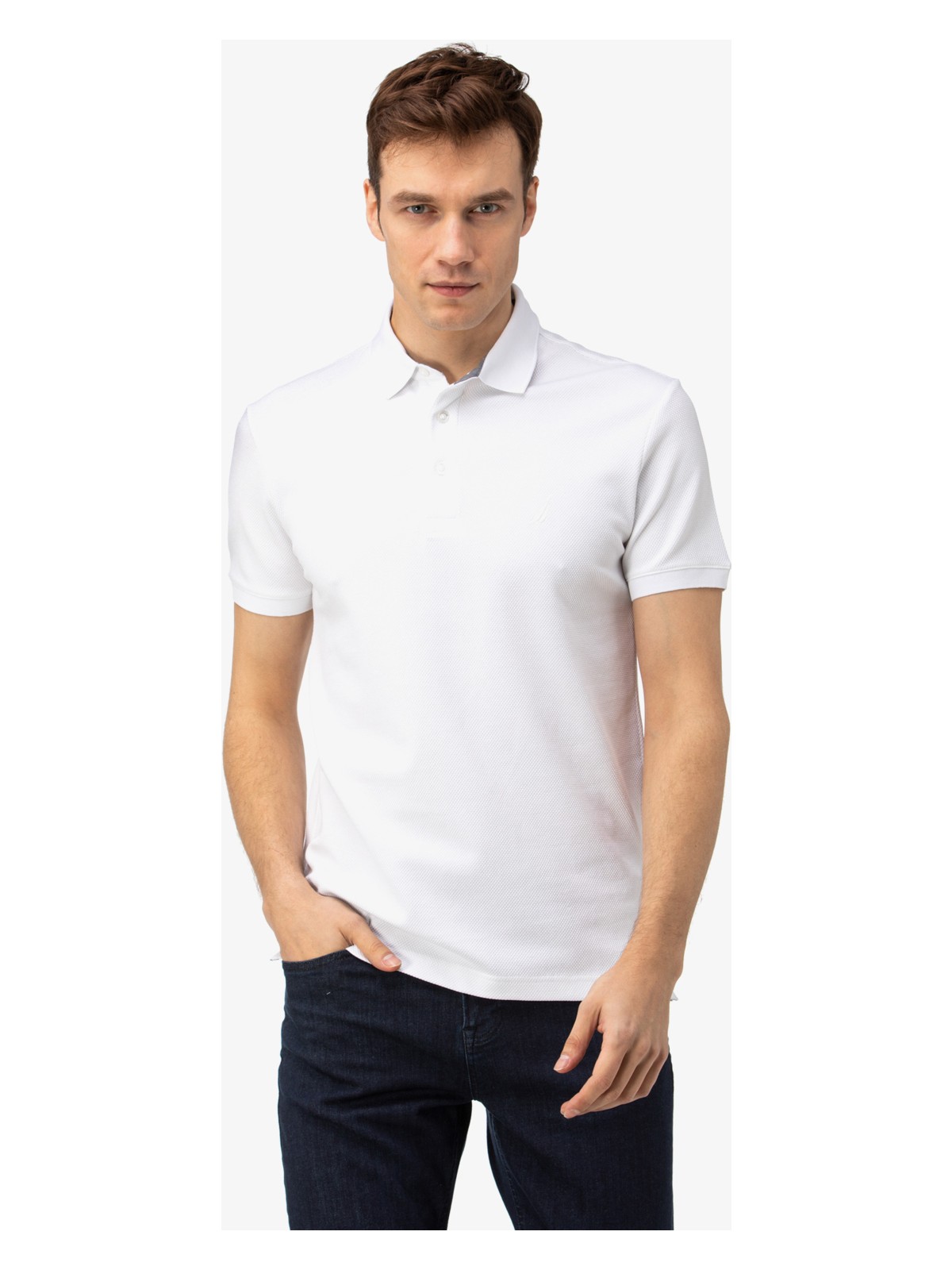 Nautica Erkek Beyaz Slim Fit Kısa Kollu Polo Yaka T-Shirt K35052T.1BW