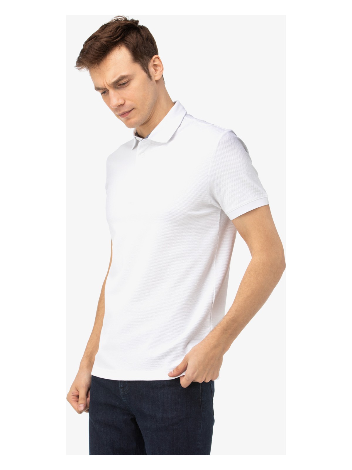 Nautica Erkek Beyaz Slim Fit Kısa Kollu Polo Yaka T-Shirt K35052T.1BW - Görsel 3