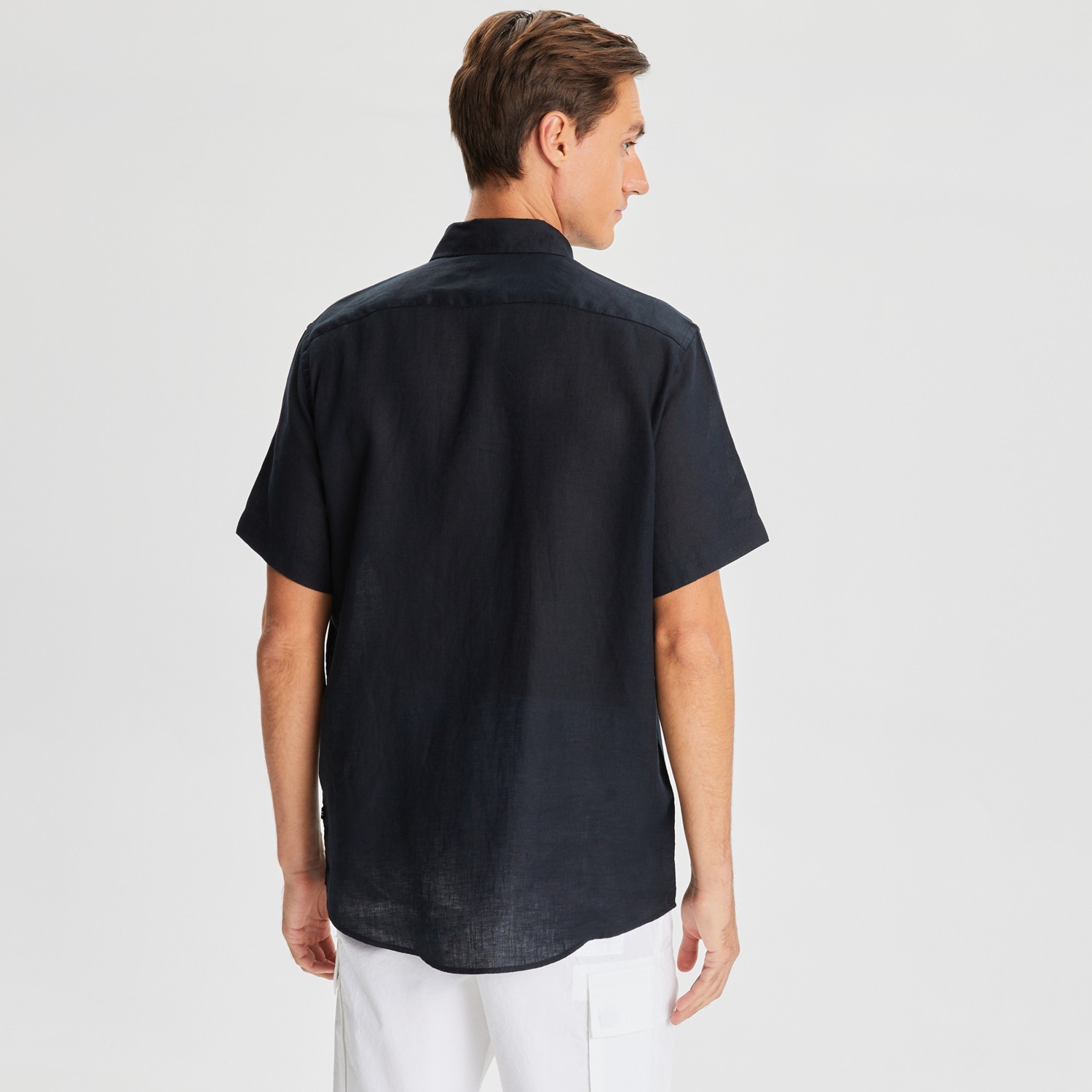 Nautica Erkek Mavi Classic Fit Kısa Kollu Keten Gömlek W35100T.4NN görsel 2