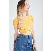 DeFacto Coool Slim Fit Beli Bağlama Detaylı Kısa Kollu Crop Tişört X2383AZ22SM