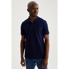 DeFacto Regular Fit Polo Yaka Basic Kısa Kollu Lacivert Pamuklu Penye Tişört M7676AZ21SP
