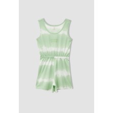 DeFacto Kız Çocuk Batik Desenli Askılı Kısa Tulum V6605A621HS