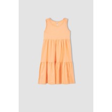 DeFacto Kız Çocuk Regular Fit Bisiklet Yaka Kolsuz Pamuklu Elbise W7758A622SM