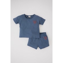 DeFacto Erkek Bebek Baskılı Kısa Kollu Tişört Şort 2'li Takım Y6485A222SM