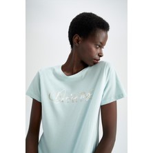 DeFacto Regular Fit Bisiklet Yaka Slogan Baskılı Kısa Kollu %100 Pamuk Tişört Y0756AZ22SM