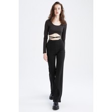 DeFacto Crop Top U Yaka Uzun Kollu Tişört Z1122AZ22AU