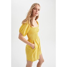 DeFacto Kare Yaka Çiçekli Kısa Kollu Tulum Y8404AZ22HS