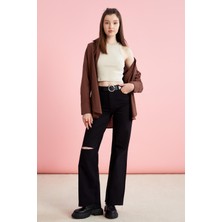 DeFacto Wide Leg Yırtık Detaylı Geniş Paça Gabardin Pantolon W8127AZ22SP
