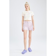 DeFacto Skinny Fit Normal Bel Gabardin Şort X4708AZ22SM