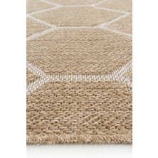 Hoom Rugs Bej & Beyaz Jüt Kilim - Geometrik Desenli Dekoratif Kilim Modelleri - Hoom Rugs India 669