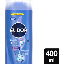 Elidor Superblend 2'si 1 Arada Şampuan ve Saç Bakım Kremi Kepeğe Karşı Etkili B3 Vitamini Çay Ağacı Yağı Aloe Vera 400 ml