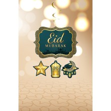Pekshop Eid Mubarak Yazılı Tavana Duvara Asılan Süs Ipli Ramazan Süs Seti