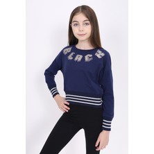 Toontoy Kids Kız Çocuk Sweatshirt Black Varak Baskılı