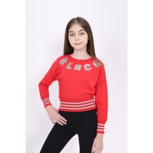 Toontoy Kids Kız Çocuk Sweatshirt Black Varak Baskılı