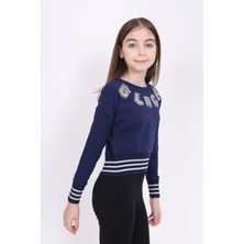 Toontoy Kids Kız Çocuk Sweatshirt Black Varak Baskılı