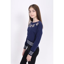 Toontoy Kids Kız Çocuk Sweatshirt Black Varak Baskılı