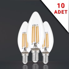 Apliqa 10 Adet LED Filamanlı E14 Rustik Ampul 6 Watt 3000K Gün Işığı C35