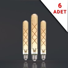 Apliqa 6 Adet LED Filamanlı E27 Rustik Ampul 6 Watt 2500K Gün Işığı T30-T185