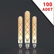 Apliqa 100 Adet LED Filamanlı E27 Rustik Ampul 6 Watt 2500K Gün Işığı T30-T185