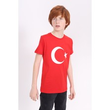Toontoy Unisex Çocuk Ay Yıldız Baskılı Tişört