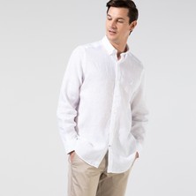 Nautica Erkek Beyaz Classic Fit Uzun Kollu Keten Gömlek W35101T.1BW
