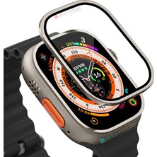 AktarMobile Apple Watch Ultra 49 mm Uyumlu Ekran Koruyucu & Metal Çerçeve Üstün Koruma Temperli Cam