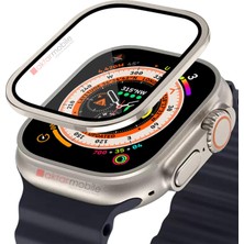 AktarMobile Apple Watch Ultra 49 mm Uyumlu Metal Çerçeveli Ekran Koruyucu Temperli Cam Üstün Koruma