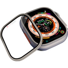 AktarMobile Apple Watch Ultra 49 mm Uyumlu Metal Çerçeveli Ekran Koruyucu Temperli Cam Üstün Koruma