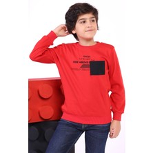 Toontoy Kids Erkek Çocuk Cep Detaylı Baskılı Sweatshirt
