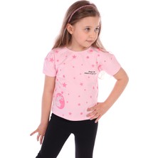 Toontoy Kız Bebek Önü Simli Yıldız Baskılı Tişört