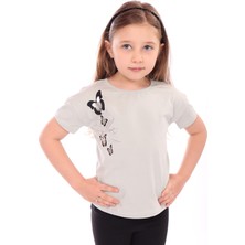Toontoy Kız Bebek Varaklı Kelebek Baskılı Tişört