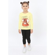 Toontoy Kız Çocuk Best Mood Ayıcık Baskılı Tişört