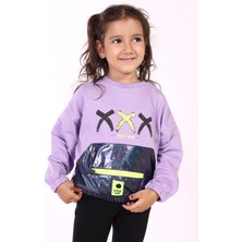 Toontoy Kids Kız Çocuk Cep Detaylı Baskılı Sweatshirt