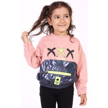 Toontoy Kids Kız Çocuk Cep Detaylı Baskılı Sweatshirt