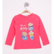 Toontoy Kız Çocuk Papatya Vazo Baskılı T-Shirt