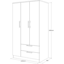 Conceptiva Flory 3 Kapaklı Gardırop