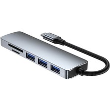 Wozlo Type-C To HDMI 4K@30Hz Kablo + Sd/ Tf Kart Okuyucu + Usb3.0 + Usb2.0 Çevirici Dönüştürücü Adaptör