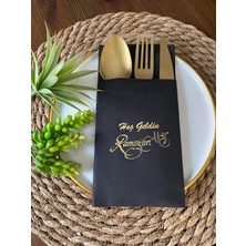 Kidspartim Gold Yaldızlı Siyah Hoş Geldin Ramazan Cepli Touch Peçete 12 Li 40X40