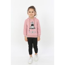 Toontoy Kids Kız Çocuk Yıldızlı Zebra Baskılı Kapüşonlu Sweatshirt