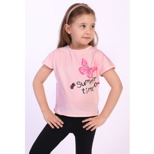 Toontoy Kız Çocuk Summer Time Baskılı Tişört