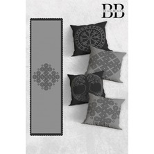 Belle Benoit Çift Tarafı 3D Dijital Baskılı 4'lü Yastık Kılıfı Kırlent Kılıfı ve Amerikan Servis Runner Set