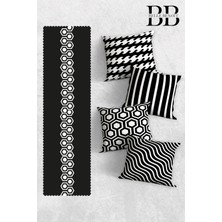 Belle Benoit Çift Tarafı 3D Dijital Baskılı 4'lü Yastık Kılıfı Kırlent Kılıfı ve Amerikan Servis Runner Set