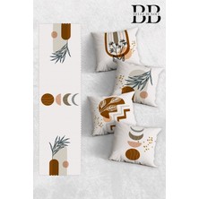 Belle Benoit Çift Tarafı 3D Dijital Baskılı 4'lü Yastık Kılıfı Kırlent Kılıfı ve Amerikan Servis Runner Set