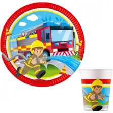 Kidspartim Itfaiyeciler Karton Tabak Bardak 8 Li