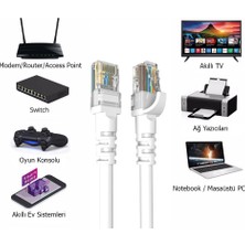 Derkab 15 Metre Cat6 Network-Ağ-Ethernet Kablosu Beyaz