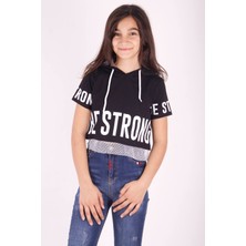 Toontoy Kız Çocuk Be Strong Baskılı Kapüşonlu Tişört