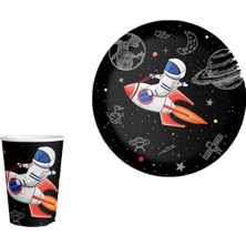 Kidspartim Uzay Temalı Karton Tabak Bardak 8 Adet