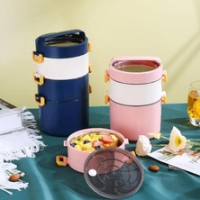 Vagonlife Bento Üçkatlı 1800 ml Paslanmaz Çelik Kolay Kilitlenir Sefer Tası -Yemek Kutusu